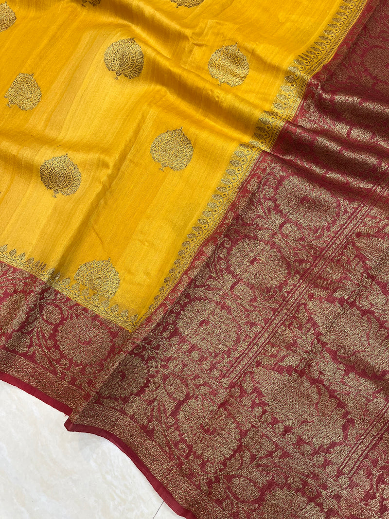 Pure Tussar Silk Handloom Banarasi Saree - The Handlooms
