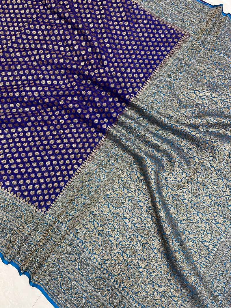 Khaddi Georgette Banarasi Saree -  Antique zari - The Handlooms