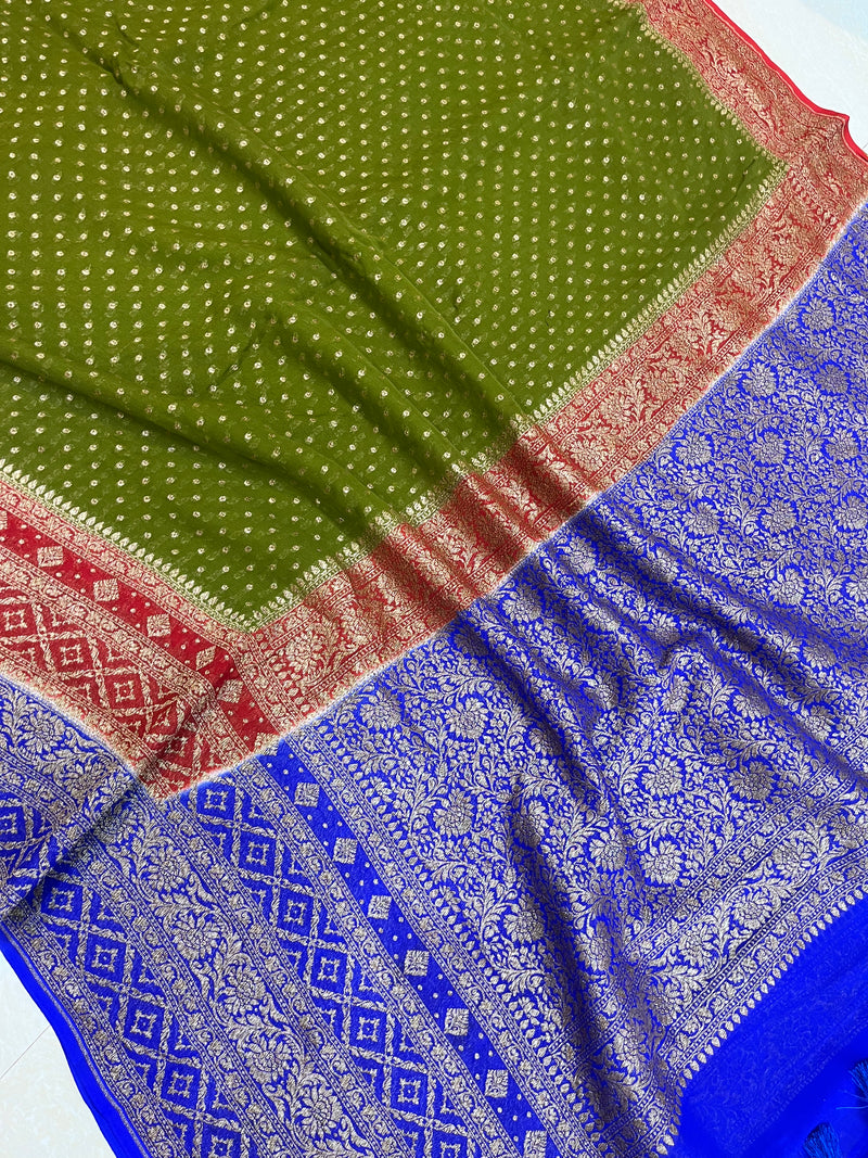 Khaddi Georgette Banarasi Saree -  Antique zari - The Handlooms