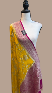 Pure Khaddi Georgette Dupatta - water zari - The Handlooms