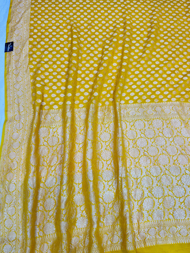 Khaddi Georgette Banarasi Saree - Gold zari - The Handlooms