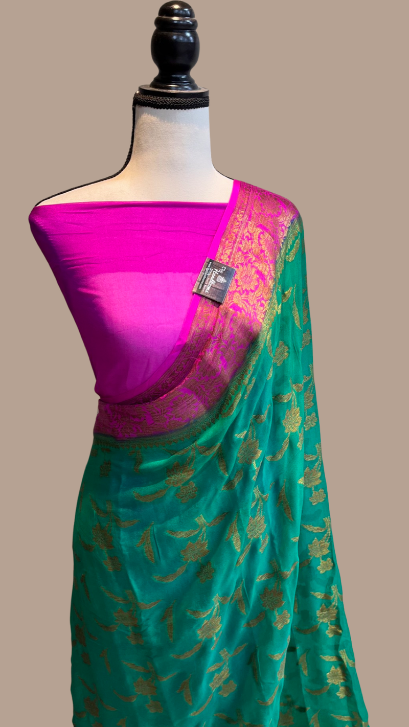 Pure Chiffon Khaddi Banarasi Saree - The Handlooms