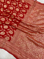 Khaddi Georgette Banarasi Saree - Gold zari - The Handlooms