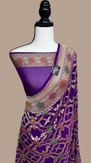 Pure Georgette Banarasi Handloom Saree - with meenakari work - The Handlooms