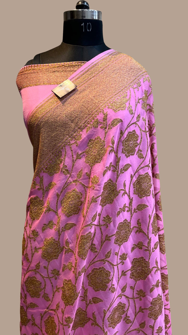 Khaddi Georgette Banarasi Saree -  Antique zari - The Handlooms