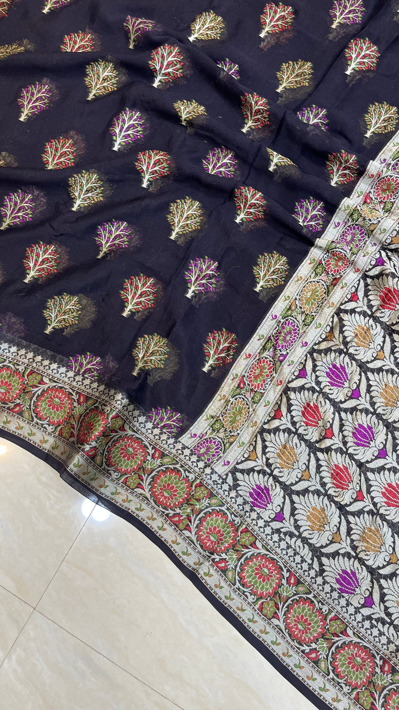 Pure Chiffon Khaddi Banarasi Saree - The Handlooms