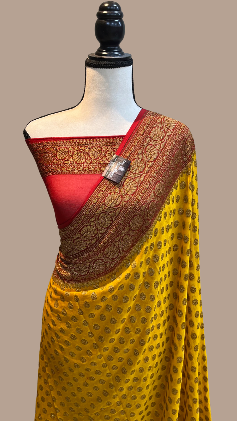 Khaddi Georgette Banarasi Saree -  Antique zari - The Handlooms