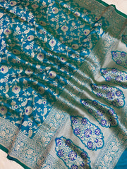 Pure Katan Silk Banarasi Handloom Saree - All over Jaal work with Meenakari - The Handlooms