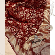 Maroon Khaddi Georgette Handloom Banarasi Saree - The Handlooms