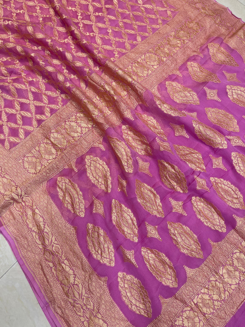 Khaddi Georgette Banarasi Saree -  Gold zari - The Handlooms
