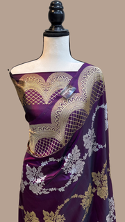 Pure Katan Silk Banarasi Handloom Saree - All over Sona Roopa Kadua work - The Handlooms