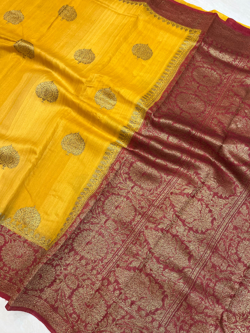 Pure Tussar Silk Handloom Banarasi Saree - The Handlooms