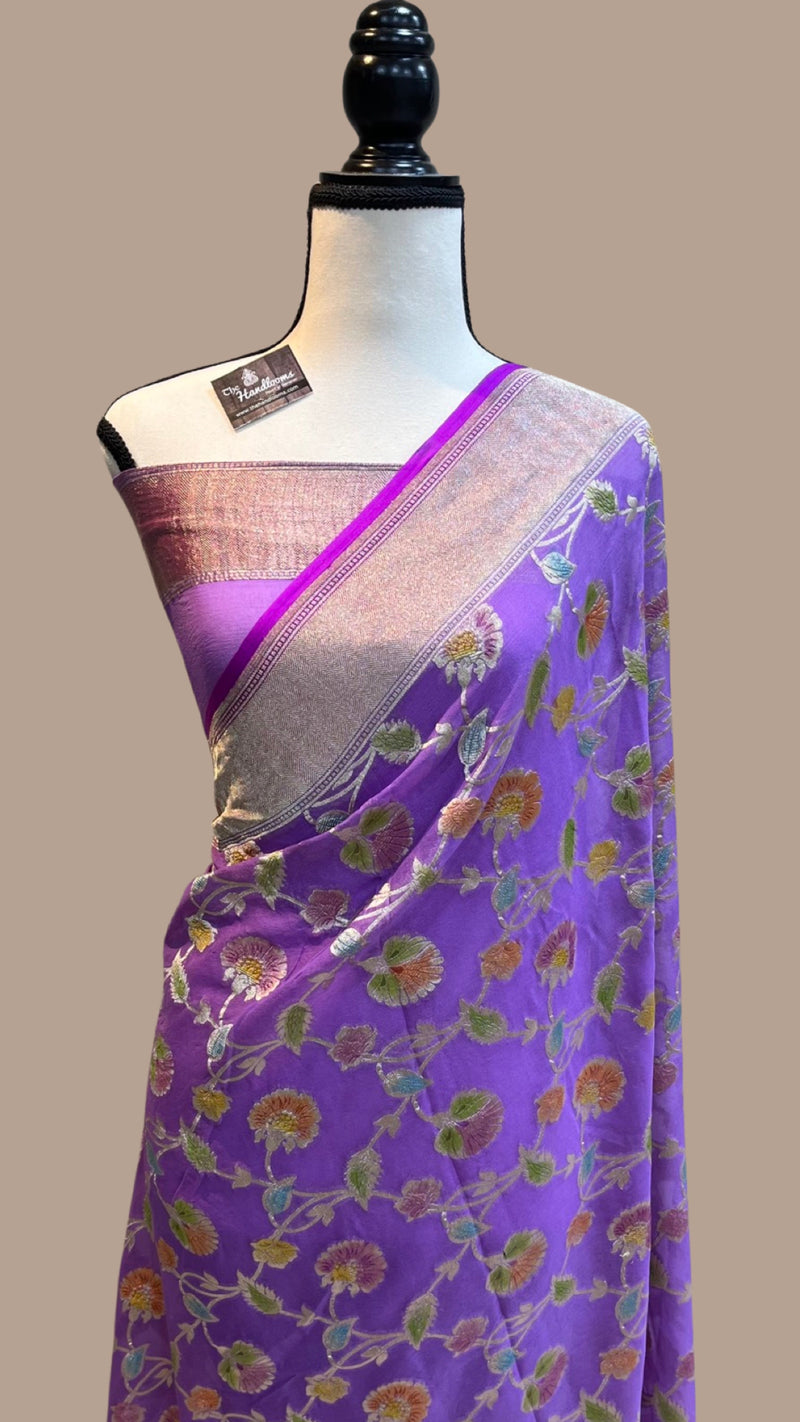 Khaddi Georgette Handloom Banarasi Saree - The Handlooms