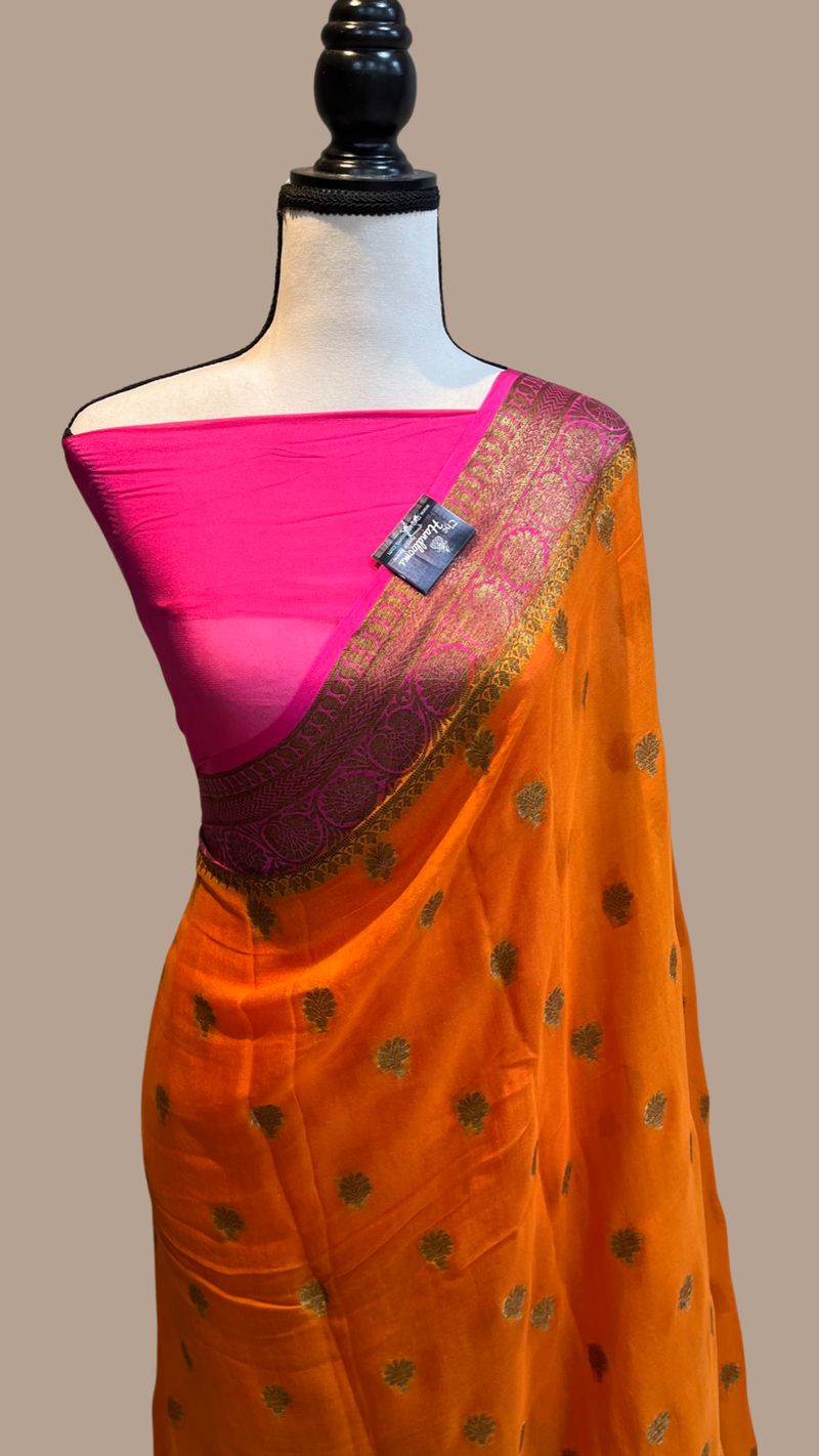 Pure Chiffon Khaddi Banarasi Saree - The Handlooms