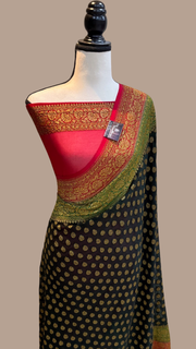 Khaddi Georgette Banarasi Saree -  Antique zari - The Handlooms