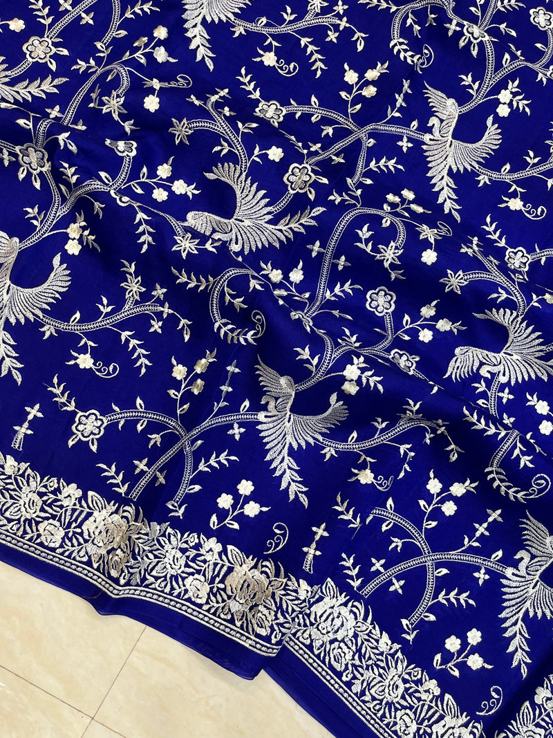 Pure organza Chikankari Handloom Banarasi Saree - The Handlooms