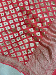 Pure Khaddi Georgette Dupatta - water zari - The Handlooms