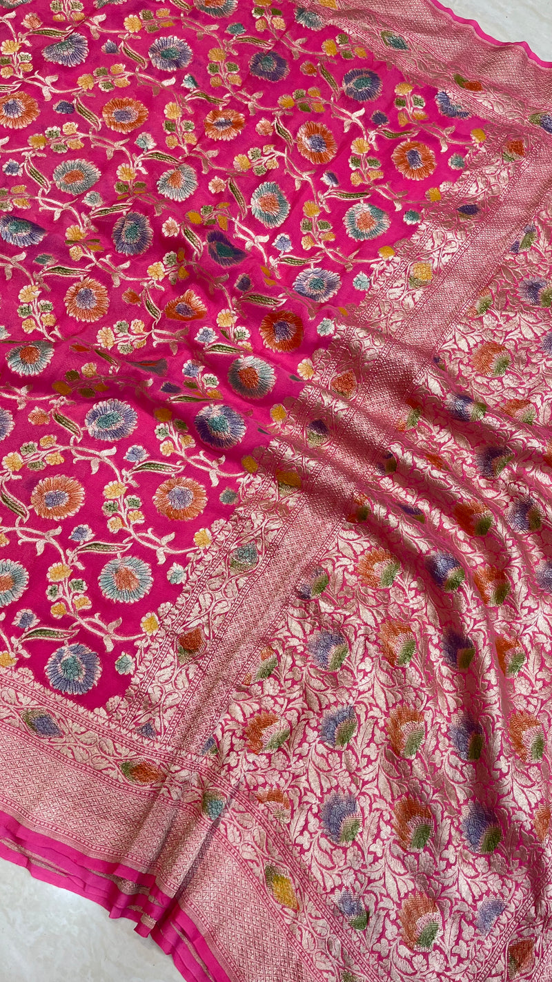 Khaddi Georgette Banarasi Saree - water zari - The Handlooms