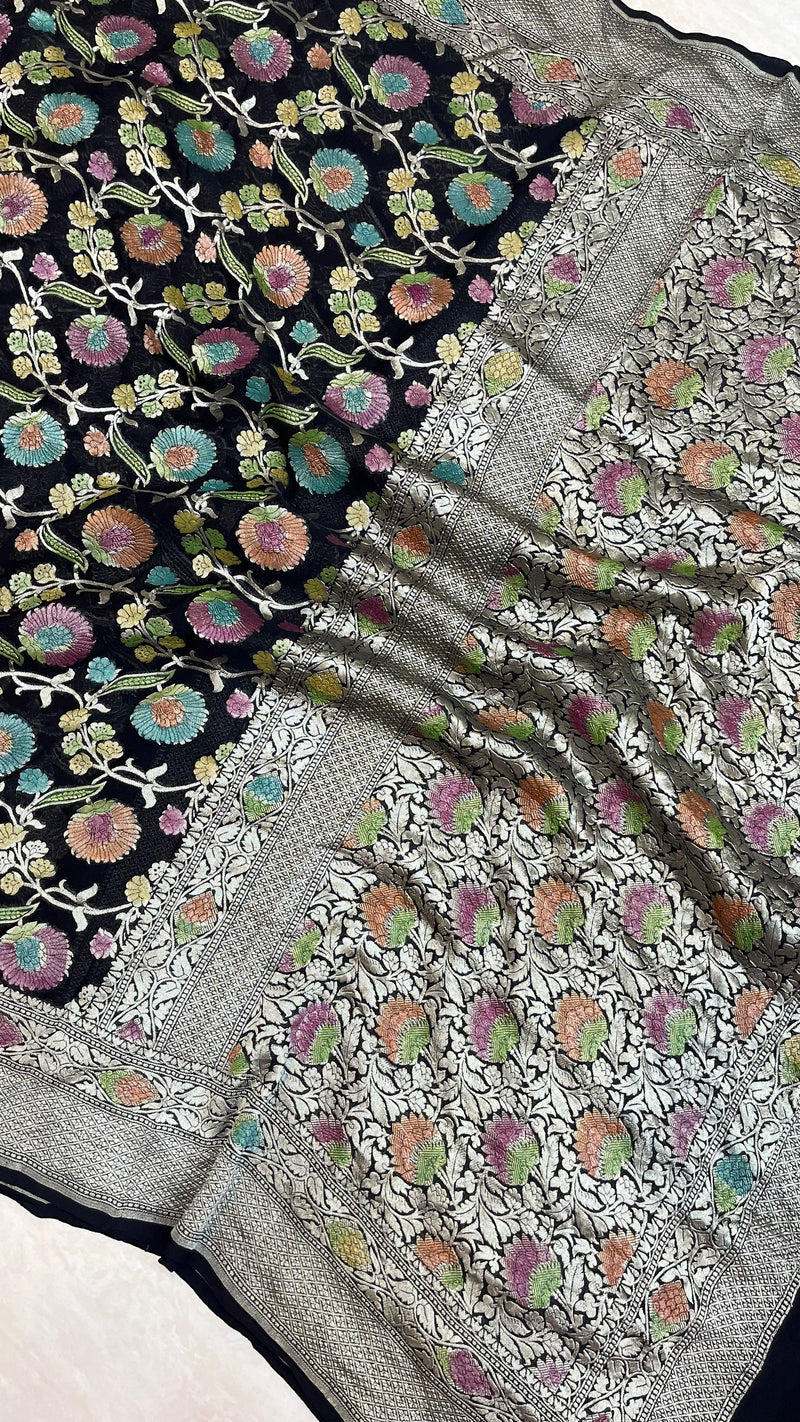 Khaddi Georgette Banarasi Saree - water zari - The Handlooms