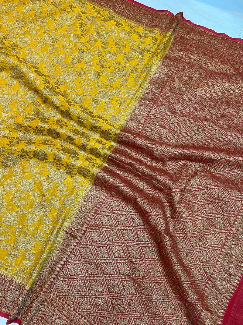 Khaddi Georgette Banarasi Saree -  Antique zari - The Handlooms