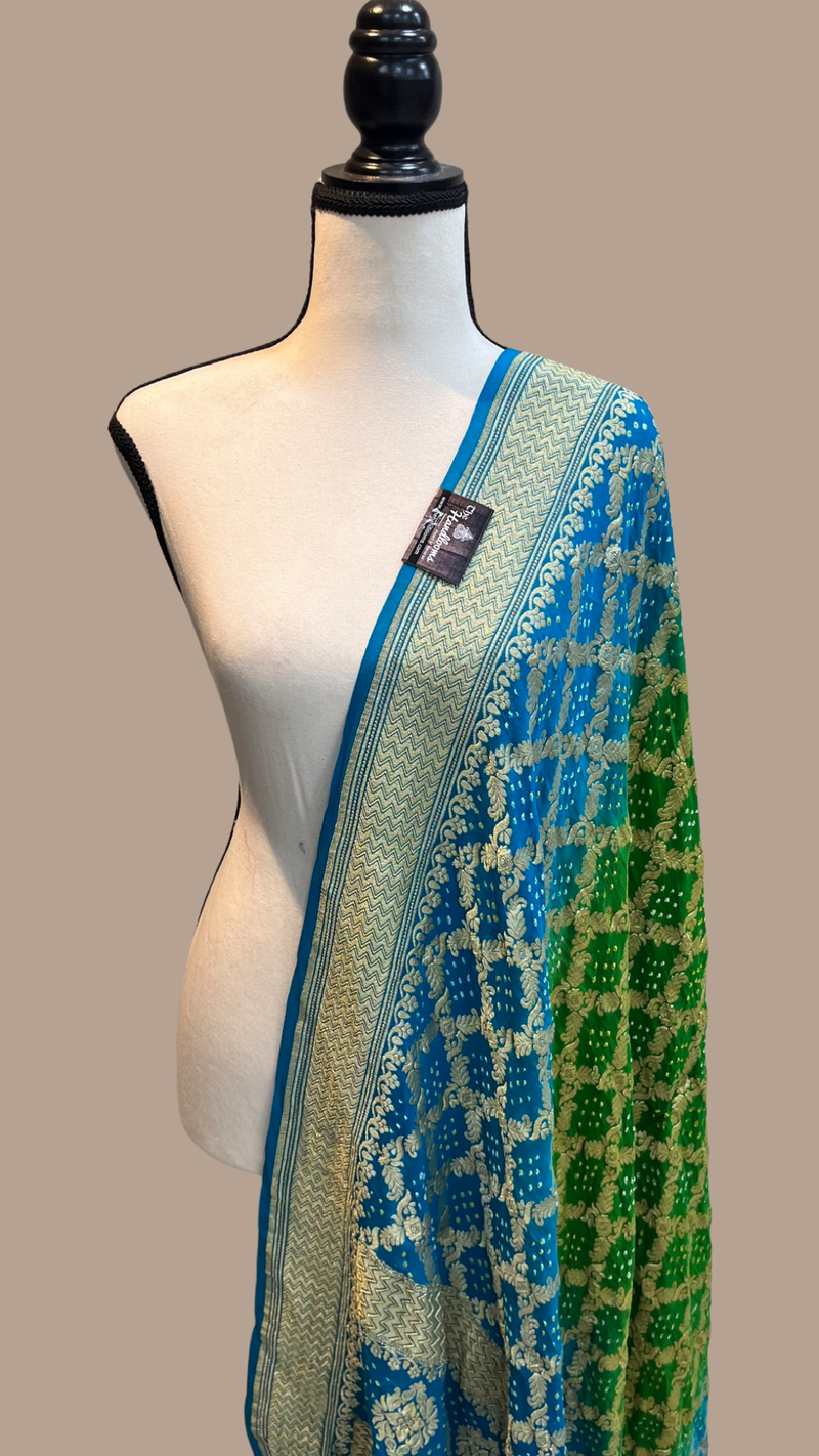 Pure Georgette Banarasi Bandhej Handloom Dupatta - The Handlooms
