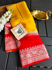 Pure Georgette Handwoven Banarasi Saree - The Handlooms