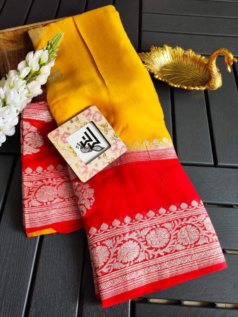 Pure Georgette Handwoven Banarasi Saree - The Handlooms