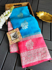 Pure Georgette Handwoven Banarasi Saree - The Handlooms