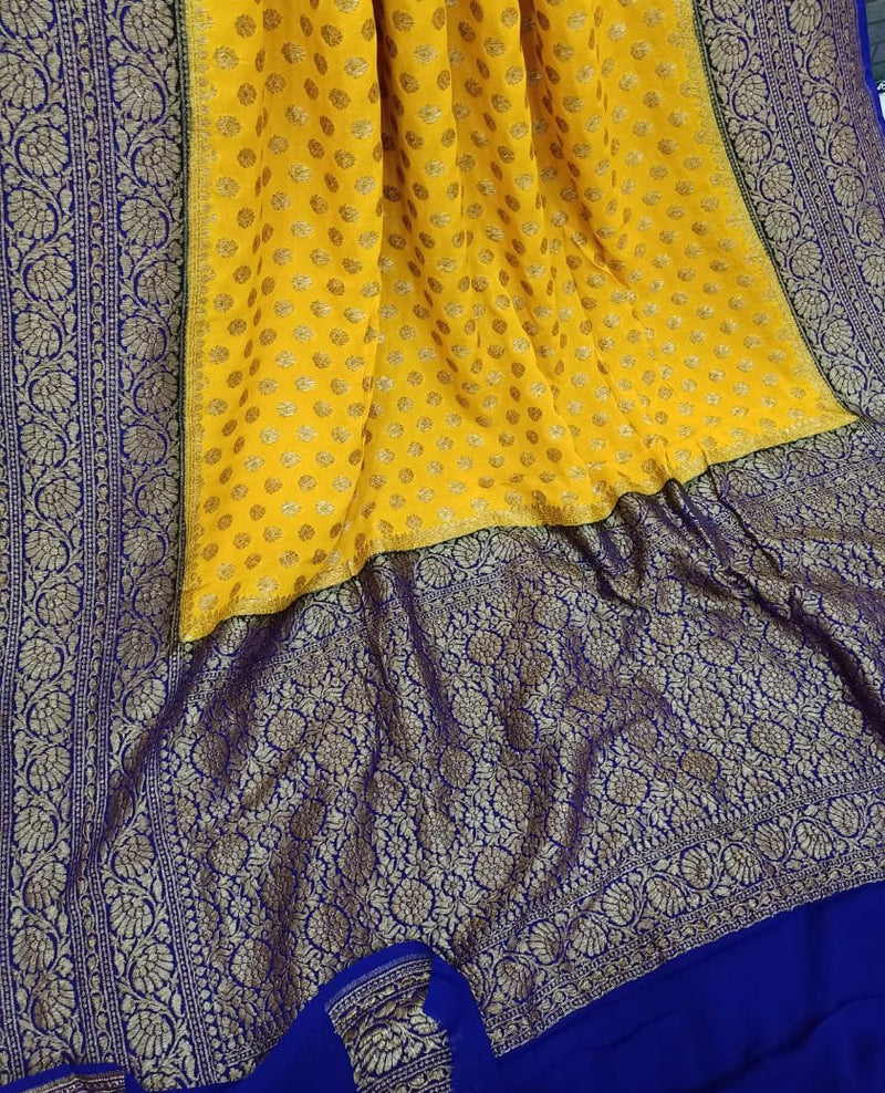 Khaddi Georgette Banarasi Saree -  Antique zari - The Handlooms