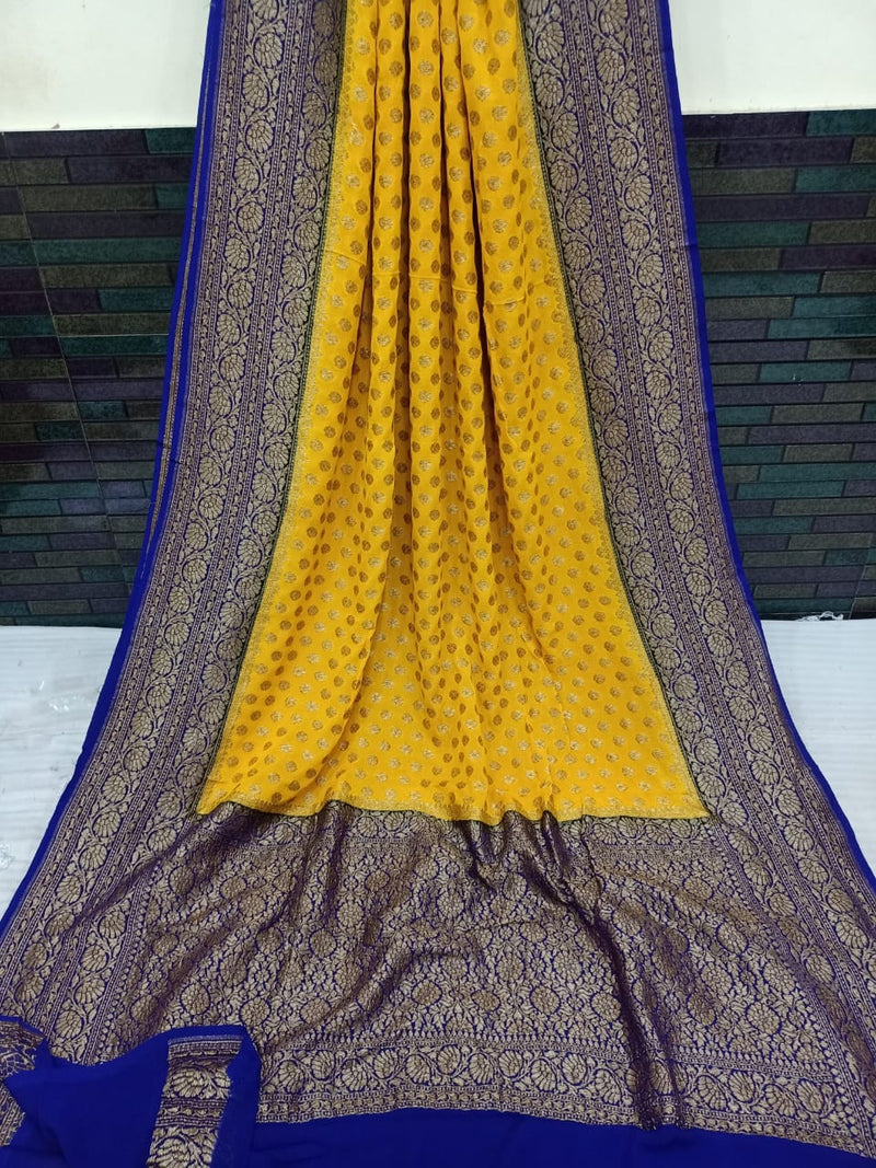 Khaddi Georgette Banarasi Saree -  Antique zari - The Handlooms