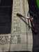 Pure linen Banarasi Black Saree - The Handlooms
