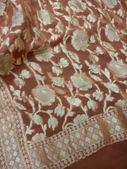 Pure Khaddi Georgette Dupatta - water zari - The Handlooms