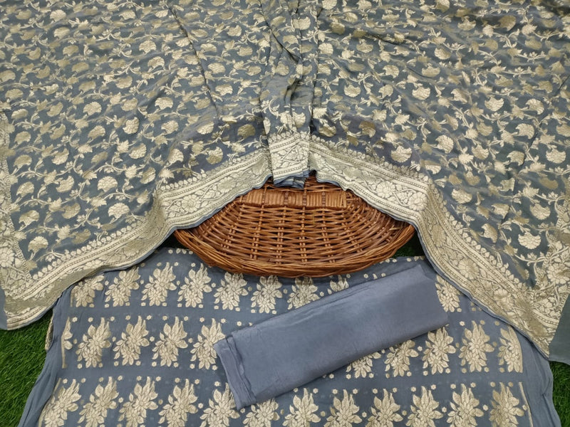 Khaddi Georgette Banarasi Dress material - The Handlooms