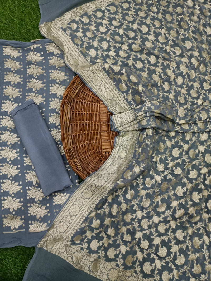 Khaddi Georgette Banarasi Dress material - The Handlooms