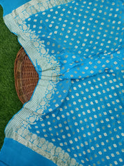 Pure Khaddi Georgette Dupatta - water zari - The Handlooms