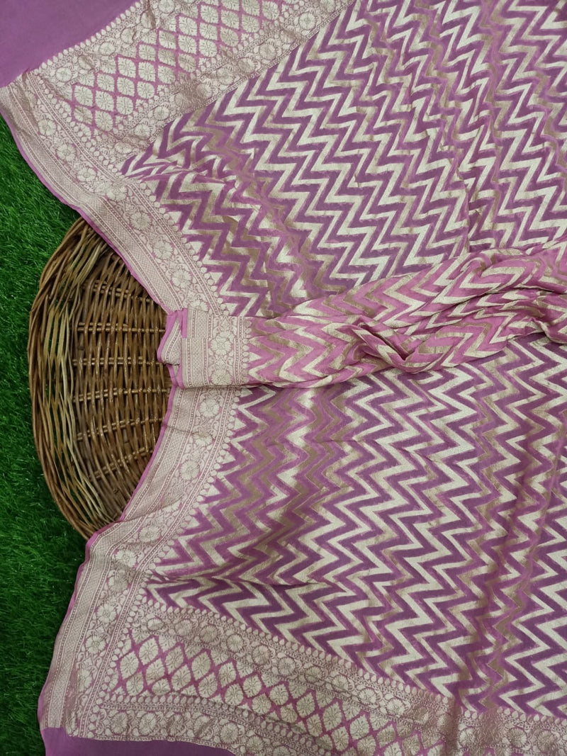 Pure Khaddi Georgette Dupatta - water zari - The Handlooms