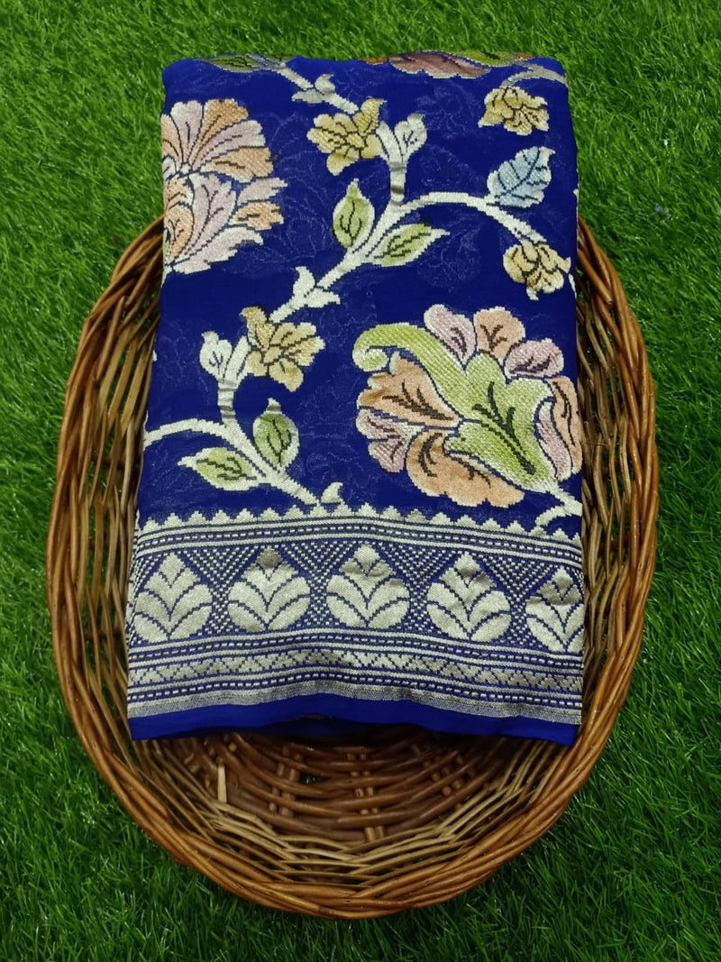 Khaddi Georgette Banarasi Saree - water zari - The Handlooms