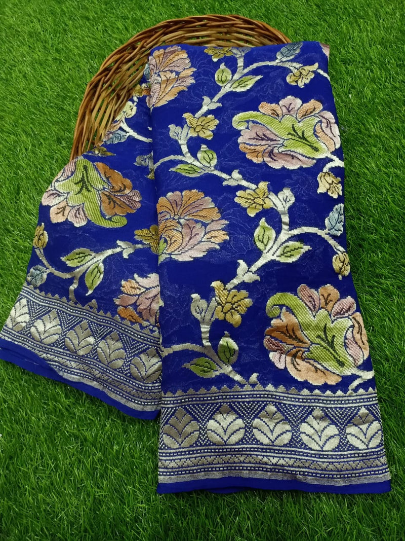 Khaddi Georgette Banarasi Saree - water zari - The Handlooms