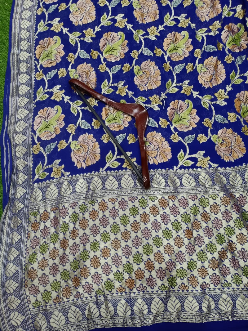 Khaddi Georgette Banarasi Saree - water zari - The Handlooms