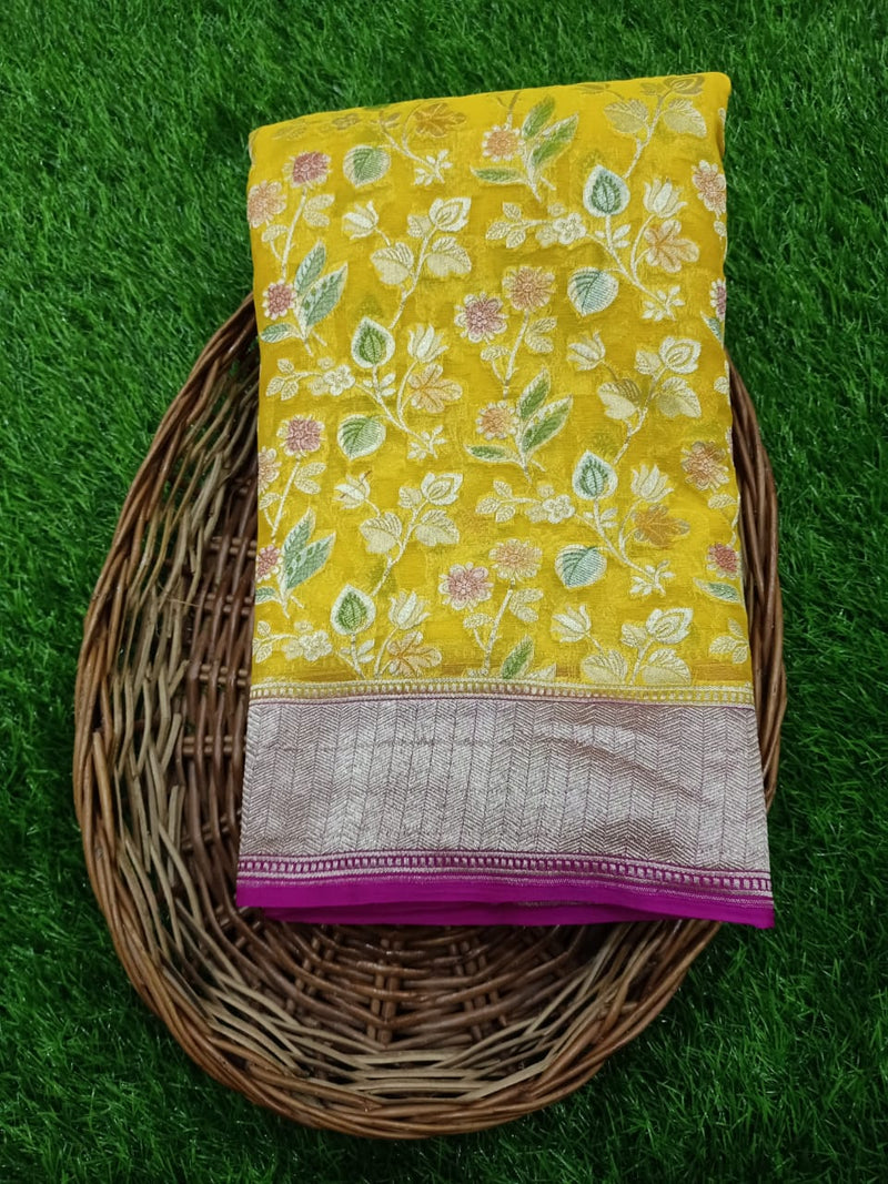 Khaddi Georgette Banarasi Saree - water zari - The Handlooms