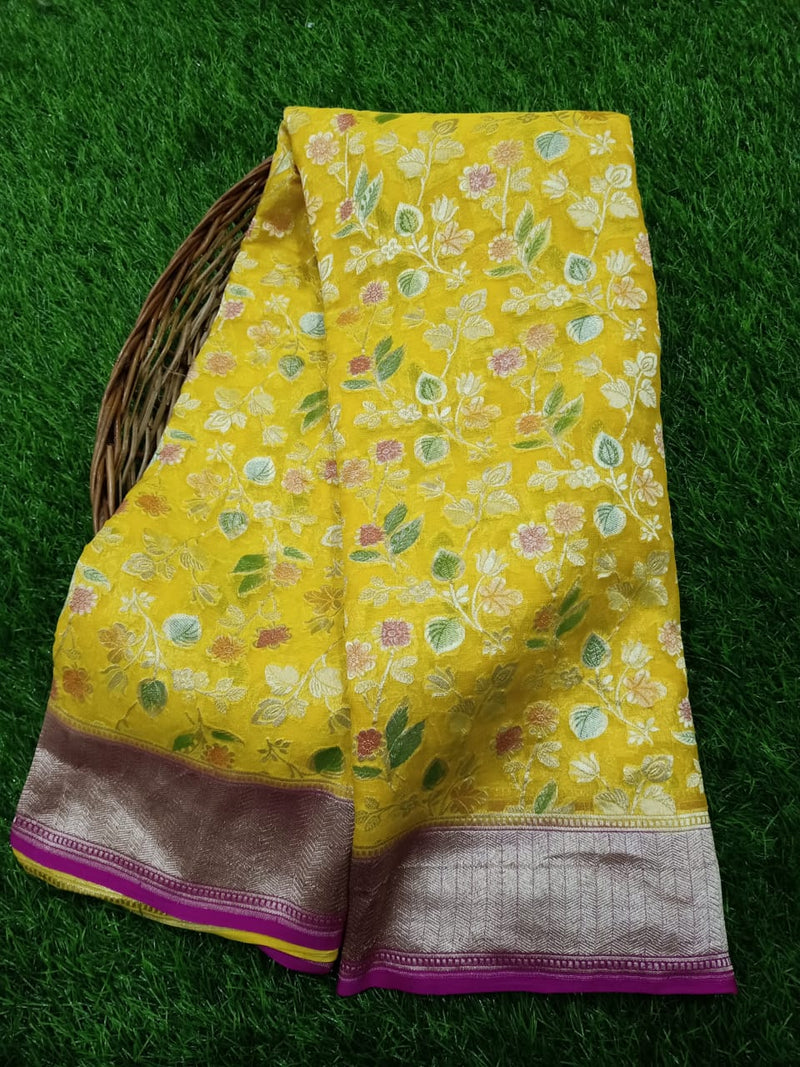 Khaddi Georgette Banarasi Saree - water zari - The Handlooms