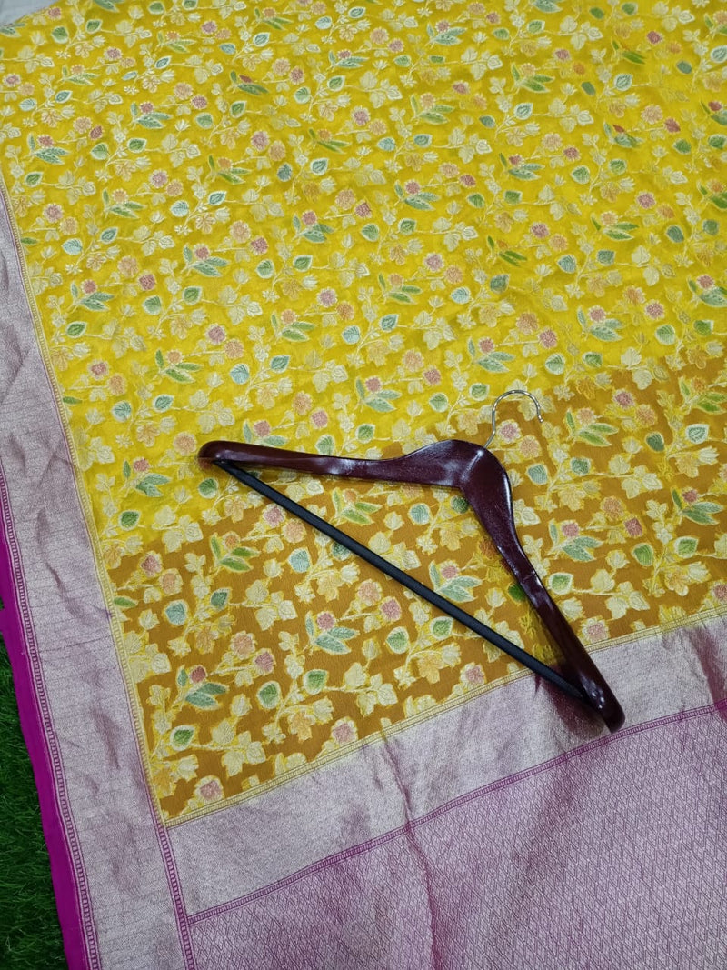 Khaddi Georgette Banarasi Saree - water zari - The Handlooms