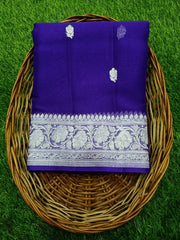 Pure Georgette Banarasi Handloom Saree - Purple - The Handlooms