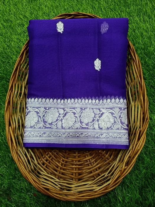 Pure Georgette Banarasi Handloom Saree - Purple - The Handlooms
