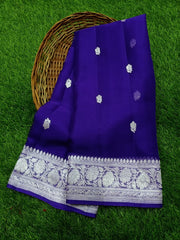 Pure Georgette Banarasi Handloom Saree - Purple - The Handlooms