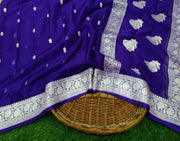 Pure Georgette Banarasi Handloom Saree - Purple - The Handlooms