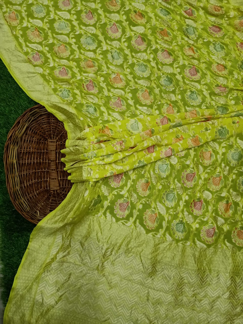 Khaddi Georgette Banarasi Saree - water zari - The Handlooms