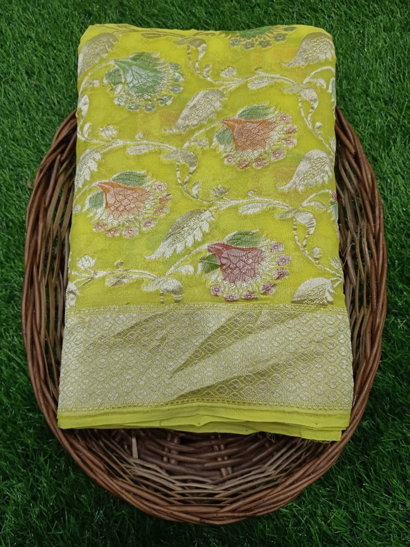 Khaddi Georgette Banarasi Saree - water zari - The Handlooms