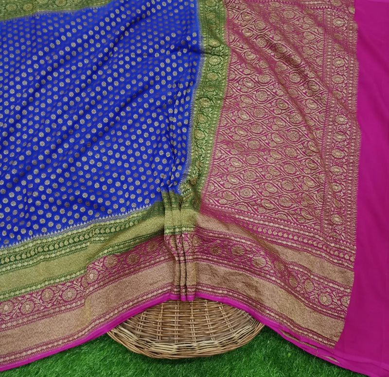 Khaddi Georgette Banarasi Saree -  Antique zari - The Handlooms
