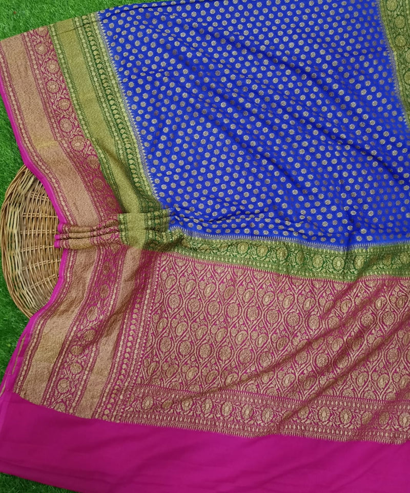 Khaddi Georgette Banarasi Saree -  Antique zari - The Handlooms